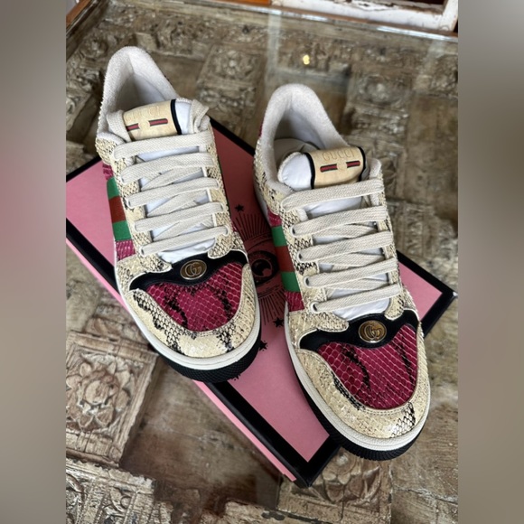 LIMITED EDITION Gucci Garden exclusive real python skin screener sneakers - Picture 6 of 7
